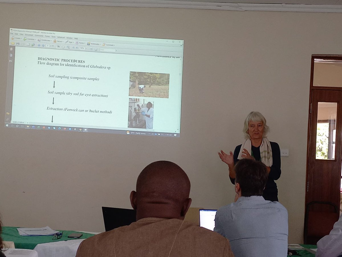 DannyCoyne6's tweet photo. Today at @KephisKe Muguga. @Shaukeland2 &amp; @NemAfrica giving a talk on Potato Cyst Nematodes (PCN) #PCN #plants #HealthyEating #POTATO #Nairobi #nematology https://t.co/vIzoCMl1h1