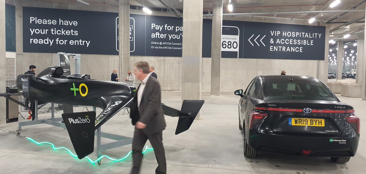 <a href="/PlusZeroEnergy/">PlusZero +0</a>'s prototype Hydrogen Hydrofoil boat flying the flag for #Hydrogen at the Aberdeen Renewable Energy Group conference today.  Nice to have a #hydrogenfuelcell Toyota Mirai keeping it company <a href="/JontheHunt/">Jon Hunt</a> <a href="/ToyotaUK/">ToyotaUK</a> #GreenHydrogen #DecarboniseNow