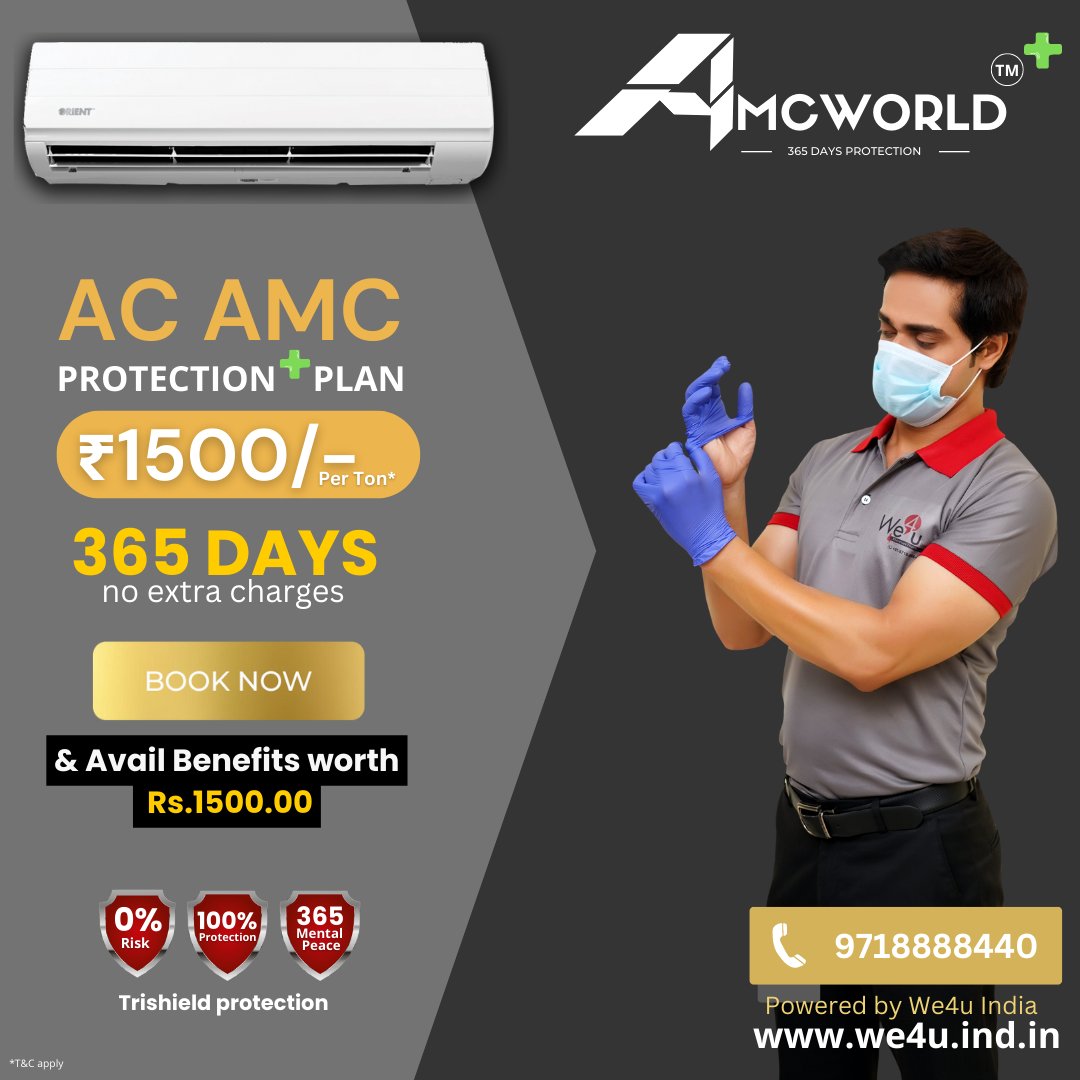 We4u__India's tweet photo. Are you thinking why AC AMC in the offseason❄️❄️. You are right, but you can book now to block present rate and pay later. Also, avail off-season benefits and get AMC till 📅Feb '24.
For more details call us at 9718888440 or visit us at https://t.co/mMzvnQu6ZF
.
#amcworld #we4you https://t.co/n1SYYKiod1