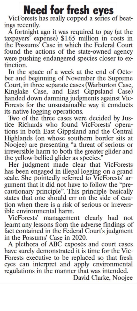 LeadbeatersPoss's tweet photo. Letter in the Warragul & Drouin Gazette – 15 November 2022
#LaborGreenwash #VoteForForests #VicVotes2022 #SpringSt https://t.co/3kW4WgrJzt