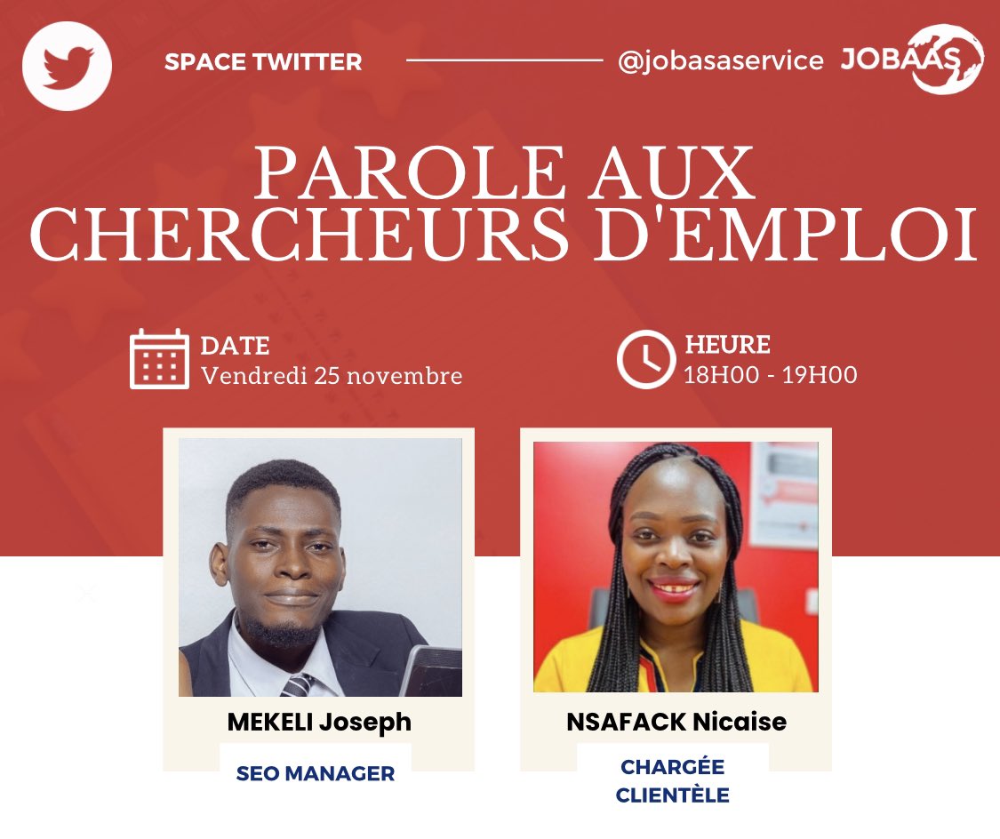 jobasaservice's tweet photo. Au programme : 
✅ La découverte de la plateforme Jobaas ;
✅ Le processus de recrutement en ligne ;
✅ Les avantages du recrutement en ligne par rapport au recrutement classique.

 #retoursclients  #jobaasspace  #jobspace237

⏰👉 https://t.co/zn0AEbC9OS https://t.co/JuEMjCfEdu