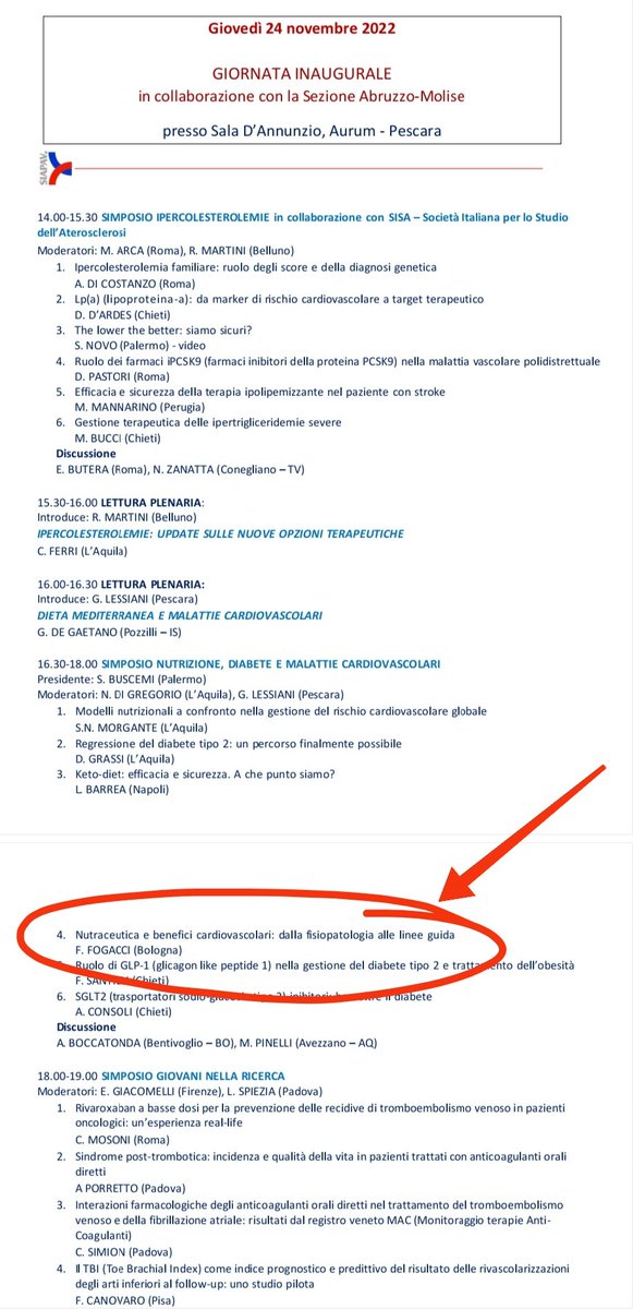 FedericaFogacci's tweet photo. Mancano 9 giorni al XLIII Congresso Nazionale della Società Italiana di Angiologia e Patologia Vascolare @SIAPAV_angio , patrocinato da @ESVM_ ✨
Ci vediamo a #Pescara , per parlare della #nutraceutica che fa bene al 🫀!
#SIAPAV #Angiologia https://t.co/8GVh7d8vf9