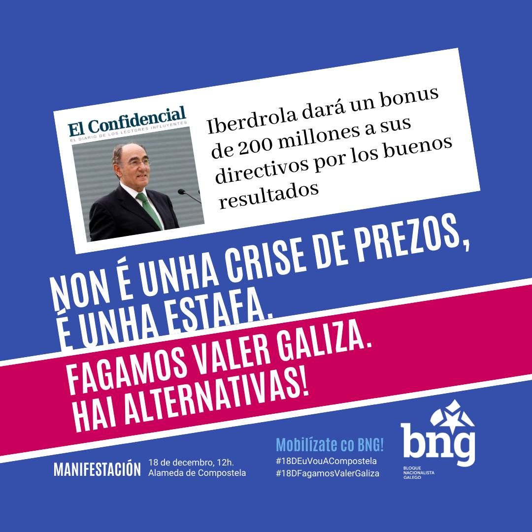 BNGValdeorras's tweet photo. As eléctricas espolian os nosos recursos para enriquecer os seus directivos e accionistas, mentres ti pagas a electricidade máis cara que nunca.

NON É UNHA CRISE DE PREZOS, É UNHA ESTAFA.
#HaiAlternativas
👉 Intervención pública no mercado eléctrico.
👉 #TarifaEléctricaGalega https://t.co/dvqn7KoxAB