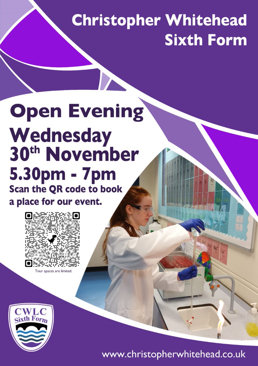 Visit our Sixth Form Open Evening on Wednesday 30th November, 5.30pm - 7pm.
Meet staff &amp; students, to discuss courses &amp; options available.
We look forward to meeting you.
#WorcestershireHour