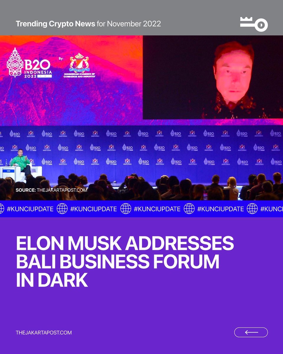 Kuncicoin_id's tweet photo. Entering 3rd Week of November, let’s look what we have in #KunciUpdate this week 📰🔎

1. @elonmusk Addresses @b20 in Dark 
2. ‘What. H.A.P.P.E.N….’ — Sam Bankman-Fried’s latest slow roll of tweets @SBF_FTX 

1/3 https://t.co/lNKMwHvD7y