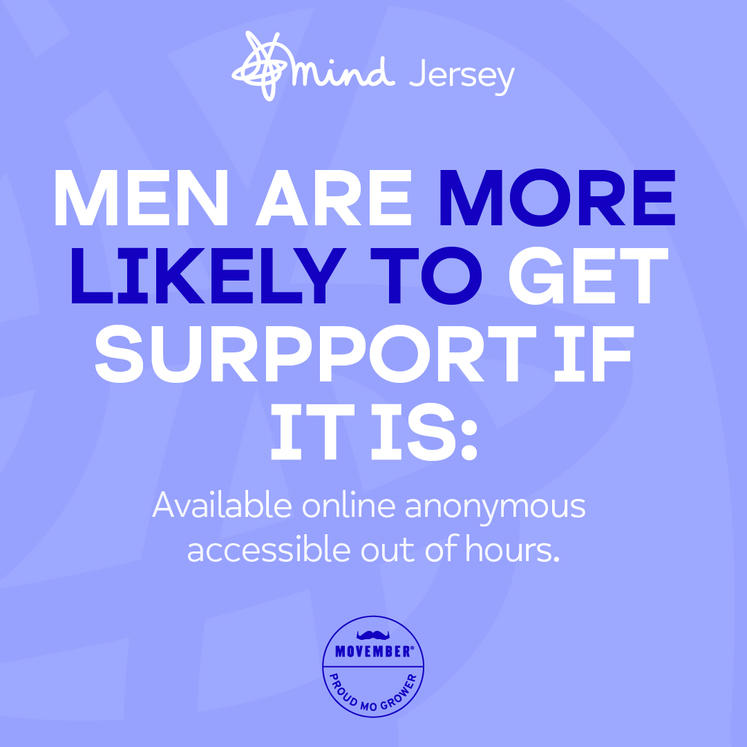 Did you know that Men are more likely to get support if it is: 

👉🏻 Available online and anonymous 
👉🏻 Accessible out of hours. 

#MindJersey #mentalhealth #mentalhealthawareness #endthestigma
