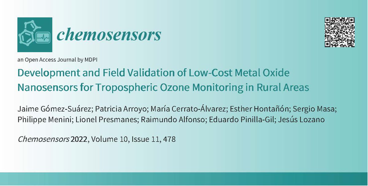 Our new paper about low cost sensors for rural ozone monitoring, just published in <a href="/chemosens_MDPI/">Chemosensors   MDPI</a> . A product of the <a href="/NanoSenAQM/">NanoSenAQM</a> project. Congrats to all coauthors!