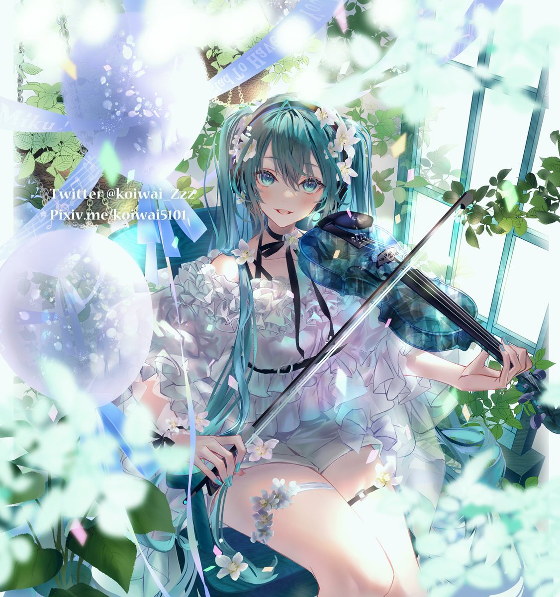 初音ミク 「前に描いたミクさんのブラッシュアップ版#初音ミク #HatsuneMiku 」|小祝シェンロのイラスト