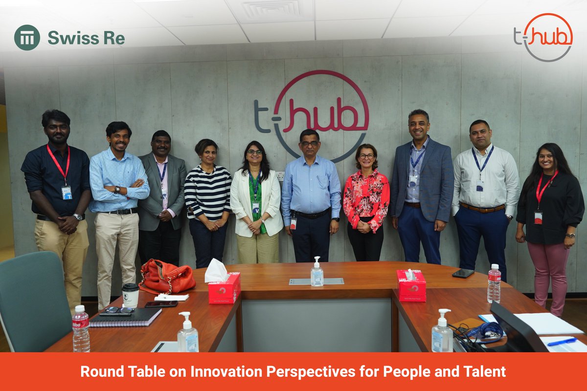 THubHyd's tweet photo. The #Leadership team from #SwissRe visited #THub for a #roundtable discussion on Innovation Perspectives for People and Talent. 

The discussion was to promote #collaboration within the #innovation ecosystem amongst various stakeholders in the #HR area.

#InnovateWithTHub https://t.co/mmuf7NOccw