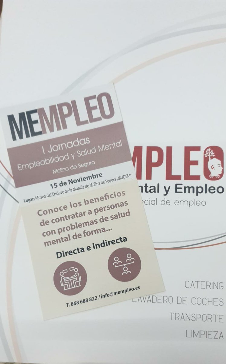 Felicitamos a la Asociación #Mempleo por la organización junto al <a href="/AytMolinaSegura/">Ayuntamiento de Molina Segura</a>  de las I Jornadas de Empleabilidad y Salud Mental del municipio, a las que asistimos con mucho interés 👏👏👏
