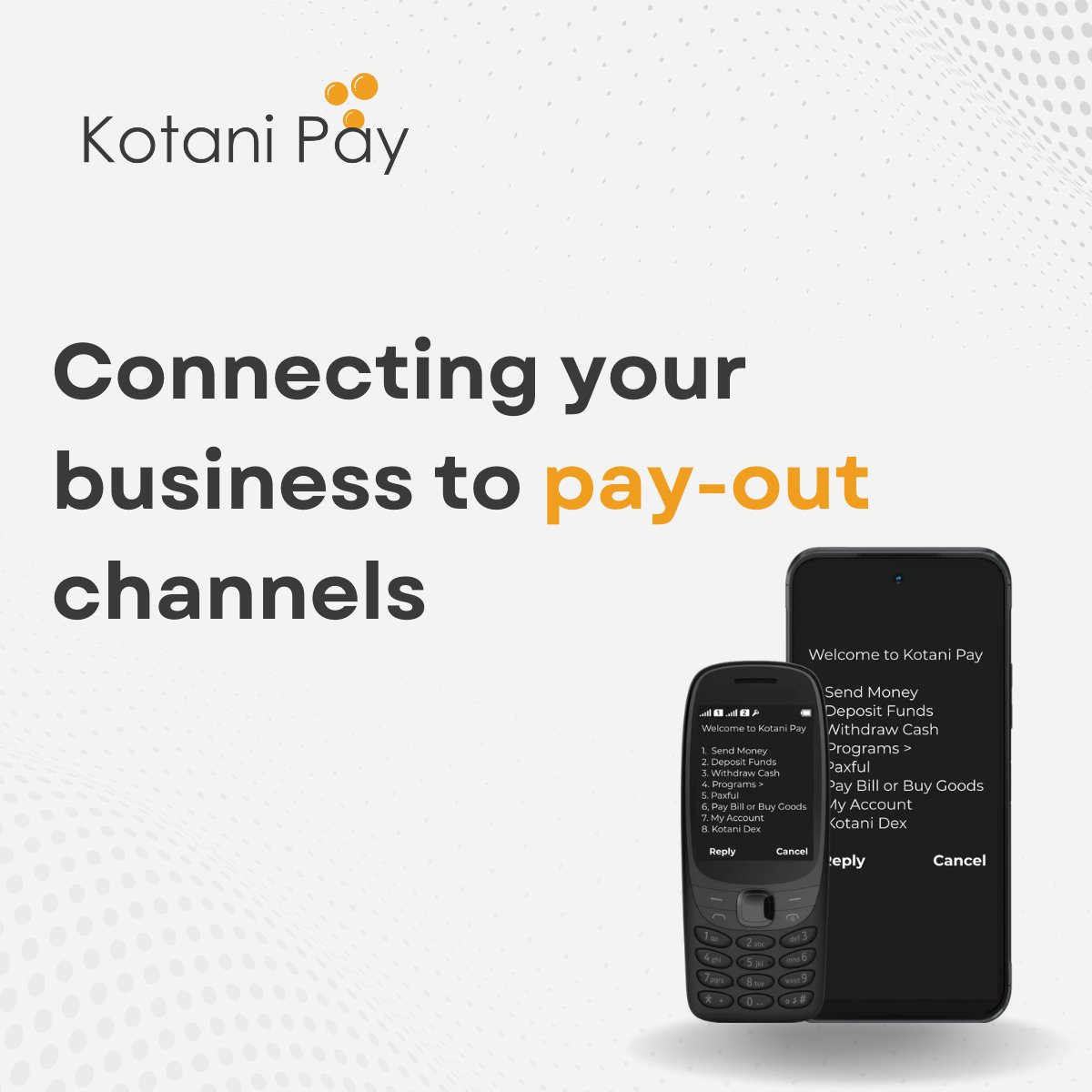 kotanipay's tweet photo. It's #ImpactTuesday

At Kotani Pay, we provide a seamless way for your #business or organization to #CashOut to local payment channels i.e. mobile money &amp;banks.

Let's talk more: https://t.co/TicOtFk948 https://t.co/CDGa5QLR75