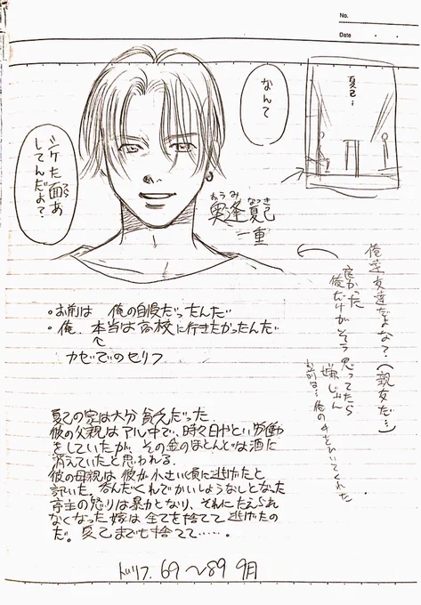 明日机を新しく組み立てるから古い机の中を分別してたらめちゃくちゃ古いネタノート出てきた!
1～3が「僕から君へ」で
4が「がんばってや」
僕から君への日にちは書いてないけどがんばってやはh(平成)5年ってメモ書きしてあった。昔の自分、超真面目!!(ु`・ω・')ुバンバン
懐かしいなそして処分 