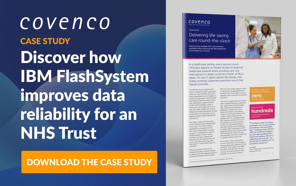 Covenco's tweet photo. Data Migration Done Right.
Learn how Covenco applied smart consultancy and expert data migration techniques to ensure zero downtime for an NHS Trust.
Download our free case study: https://t.co/mk3l6XZTnv
#ibmstorage #flashsystem #covenco #datamigration #datasecurity #NHS https://t.co/YnGT3P89Pi