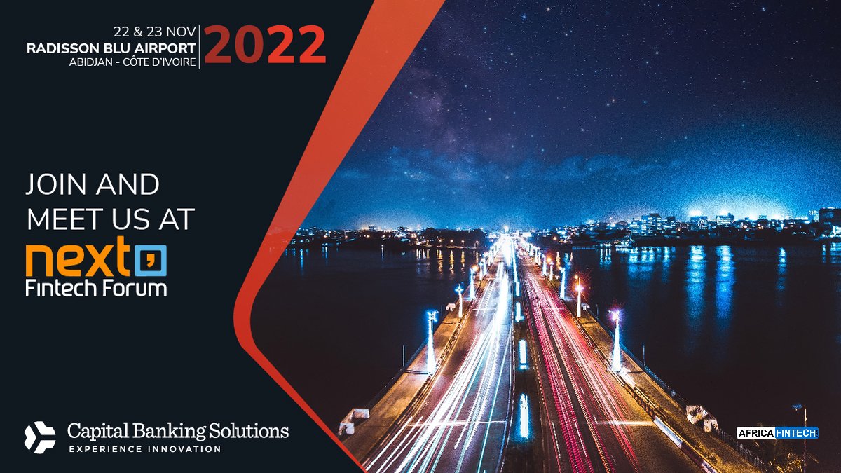 capital_banking's tweet photo. Capital Banking Solutions will be participating at the Next Fintech Forum 2022 in #Abidjan on November 22 &amp; 23.
Click here for registration: https://t.co/UrFgfUMEID https://t.co/6YWvNk54ih