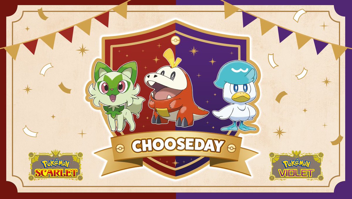 It's not just any Tuesday, it's ChooseDay! 🎉

#PokemonScarletViolet launches in a few days, meaning you'll be choosing your partner Pokémon soon - a very important choice, right? 🤔