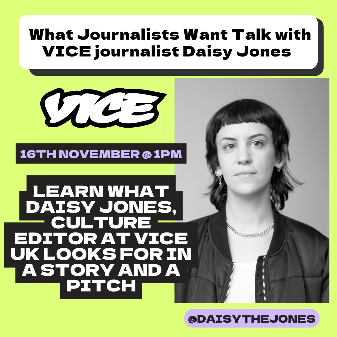 PR_forthePeople's tweet image. We can't wait to be joined by @VICEUK journalist @daisythejones tomorrow for our monthly 'What Journalists Want' talk.

This workshop is free for members, but if you fancy a one-off ticket, send us a DM 💚

#vice #journalisttips #diypr #prpitching #prtips