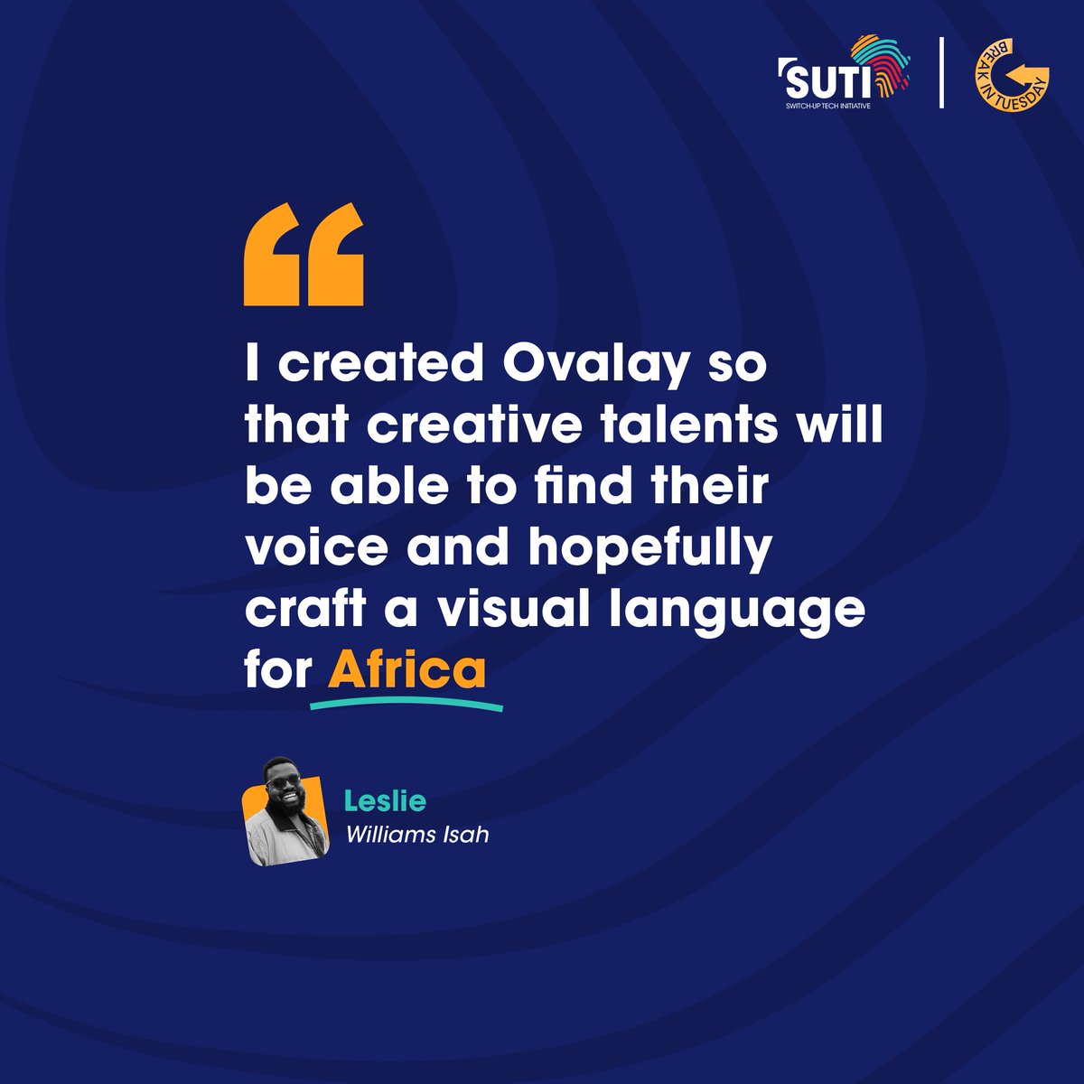 switchuptech's tweet image. Leslie @isl3y is a creative veteran with 16 years of experience in many fields of design working with companies like Interswitch, TeamApt and Softcom.

He is the founder of Ovalay Academy, where empowers creative talents to have fulfilling careers and live their best lives.