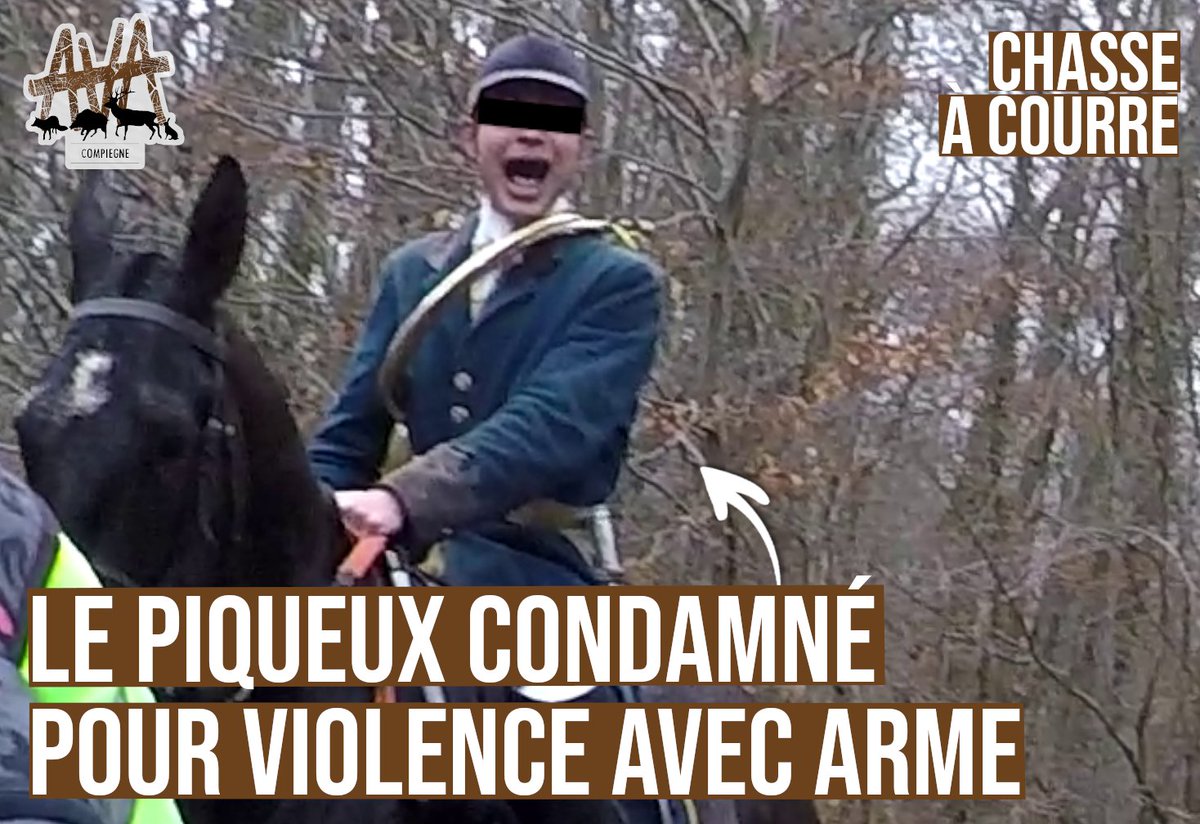 AVA__France's tweet photo. #CHASSEÀCOURRE : Le piqueux condamné pour violence avec arme contre une volontaire d'AVA 💥🏇

⬇️L'histoire en thread ⬇️ https://t.co/wMc6CT8o2p