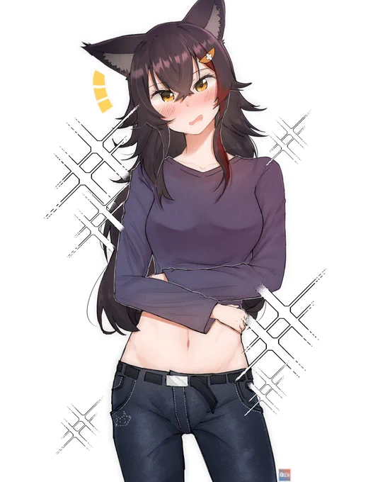 おなかを塗るのが苦手 #みおーん絵 