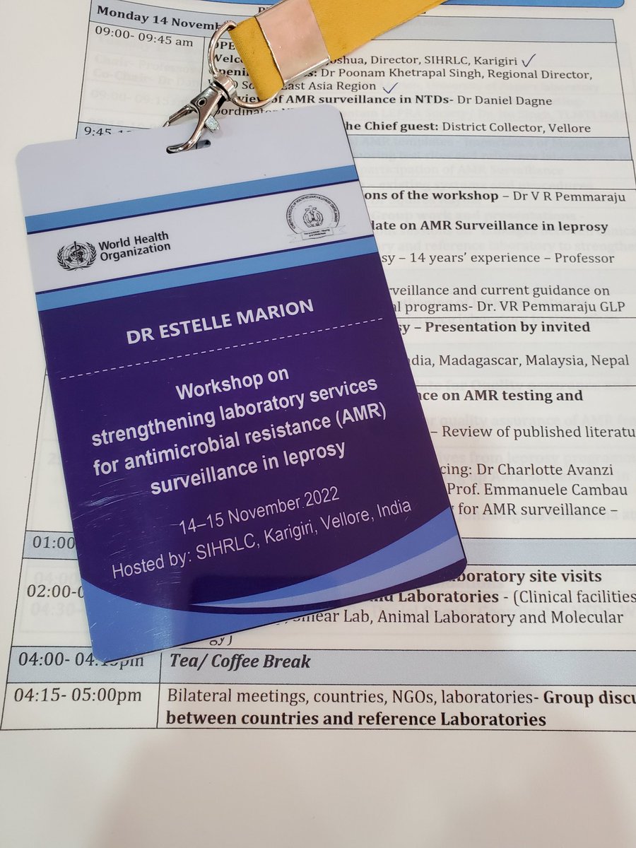 Workshop on AMR surveillance in leprosy, karigiri, India. Nice presentation of Sundeep Chaitanya on the @BU_LabNet / Skin NTDs integration.