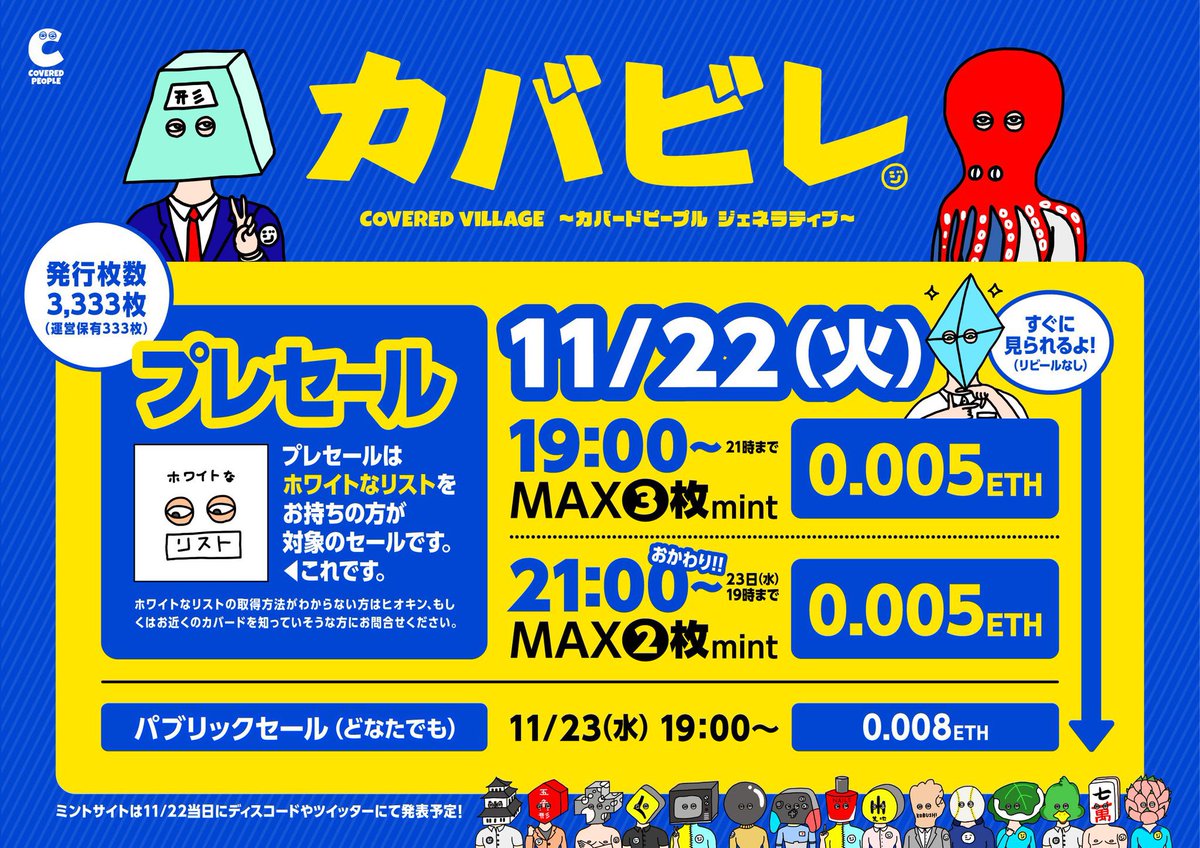 hioking2010's tweet photo. 【応募殺到のため終了】

カバードピープルのジェネラティブのホワイトなリスト（WL）ですが、上限に達したため本日（11/15）19:00を持って配布を終了いたします🙏
上記時間以降のお受付は出来かねますのでご了承下さい🙇‍♂️
関心を持って頂いた皆様、本当にありがとうございます‼️ https://t.co/NbKKKoypeC