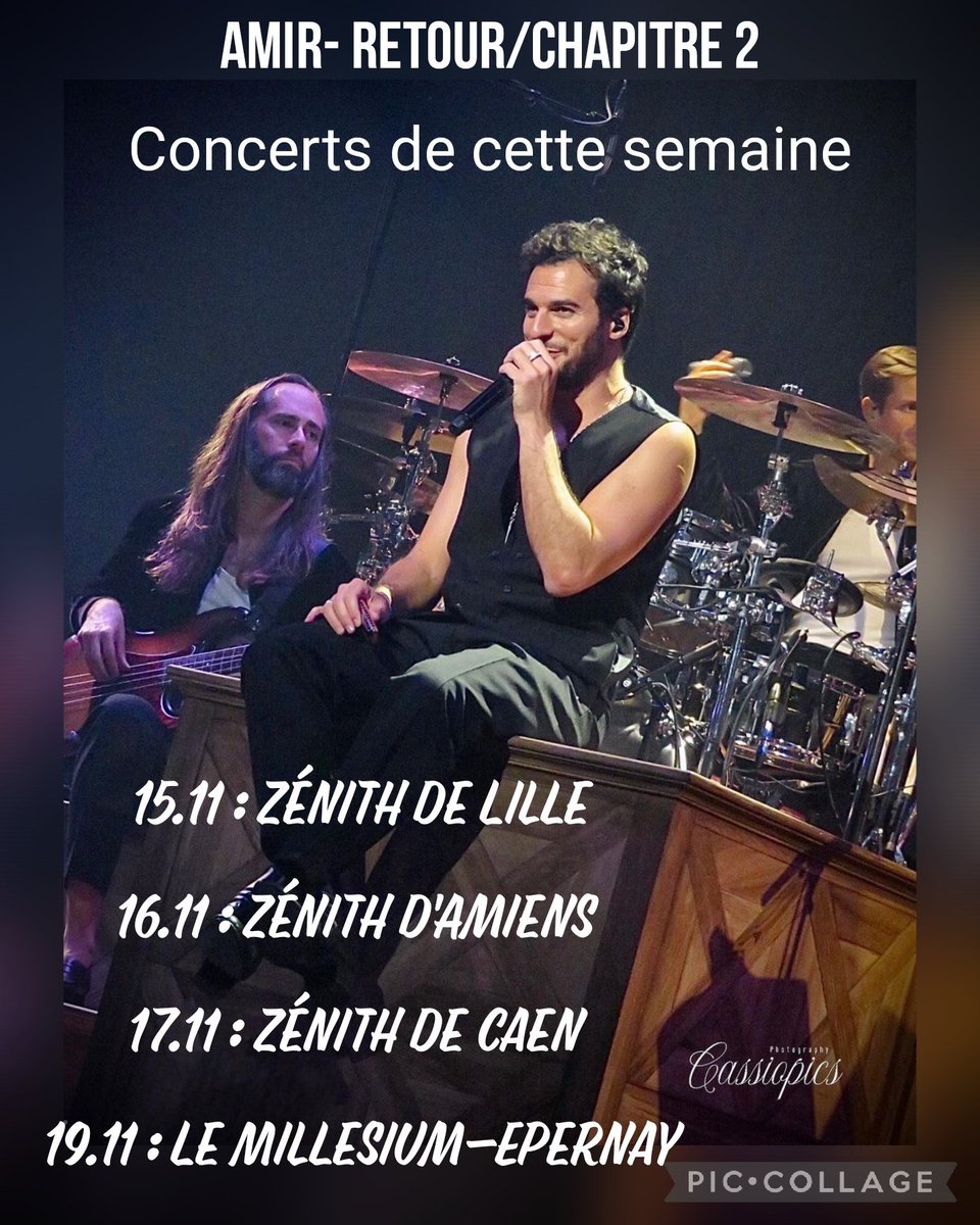AmirNotreRetine's tweet photo. Le #ReTour2, c'est reparti cette semaine pour @Amir_Off @jubdrums @jeromekerio @hugomarcus_hm @jaybkeyboards @mathieullopart avec 4 dates : Lille, Amiens, Caen et Epernay 🔥❤️ Ce soir, c'est au Zénith de Lille qu'ils vont mettre le feu 💯🥳
#Amir #ReTour2 #Zeniths #TeamAmir https://t.co/eNMbbaEz57
