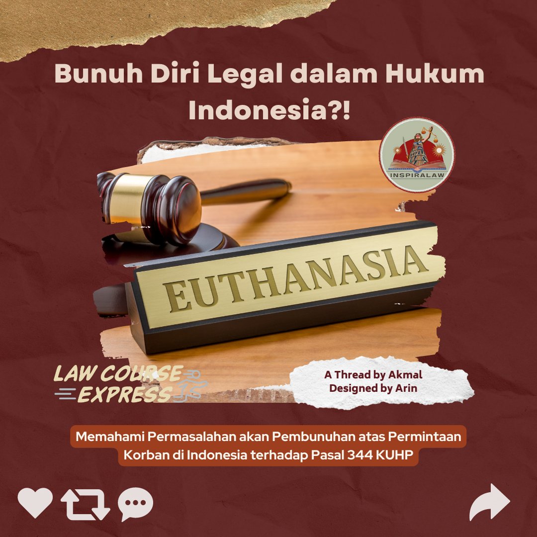 Inspiralaw_id's tweet photo. WADUH! ADA PEMBUNUHAN ATAS PERMINTAAN KORBAN SENDIRI?? KOK BISA?!😱

Bertentangan dengan Hukum dan HAM gak ya? Lalu bagaimana pengaturannya dalam hukum positif Indonesia ya?🤔

Penasaran gak sih? Yuk langsung aja simak thread #LawCourseExpress kali ini!

— A Thread https://t.co/PZER4yuJMJ