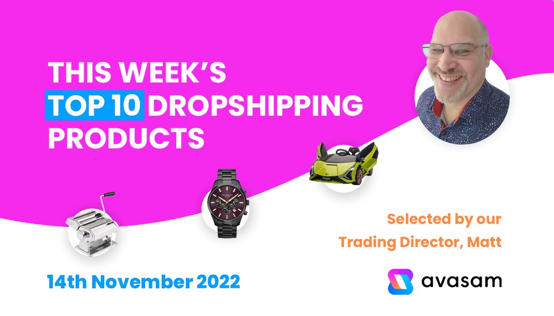 🎥 The Top 10 DropShipping products of the week video for week commencing 14/11/22 is now live! Click the link in description to view the products on the Avasam platform. To jump straight to the Top 10 products, they're at 03:29! avasam.social/3X0vTKD