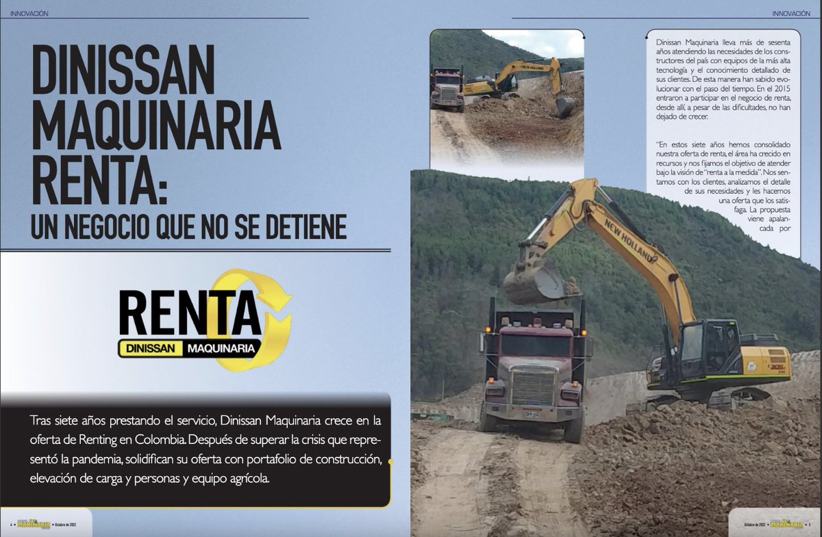 Una vertiente de negocio reciente de #DinissanMaquinaria que viene creciendo a pasos agigantados. #Renta #Dinissan: 

bit.ly/MK107

#RevistaMakinariaPesada
#MakinariaPesada