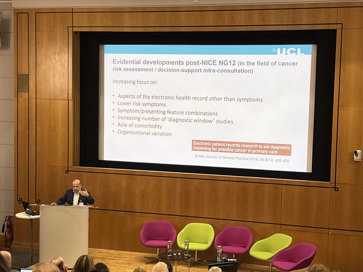Eye opening talk by <a href="/GLyratzopoulos/">YoryosLyratzopoulos</a> at the #CanTestSummit summarising research advances in cancer risk assessment since the 2015 NICE guidelines and where future research should be focusing! <a href="/CanTest_PC/">CanTest</a>