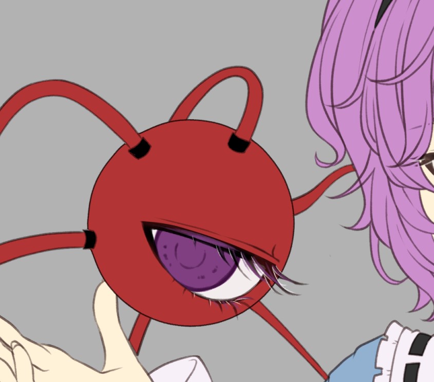 古明地さとり 「ちゃんと、さとり様も描いてます。完成まではもう少しかかりそうだけど。 」|むぢむぢ＠多忙期のイラスト
