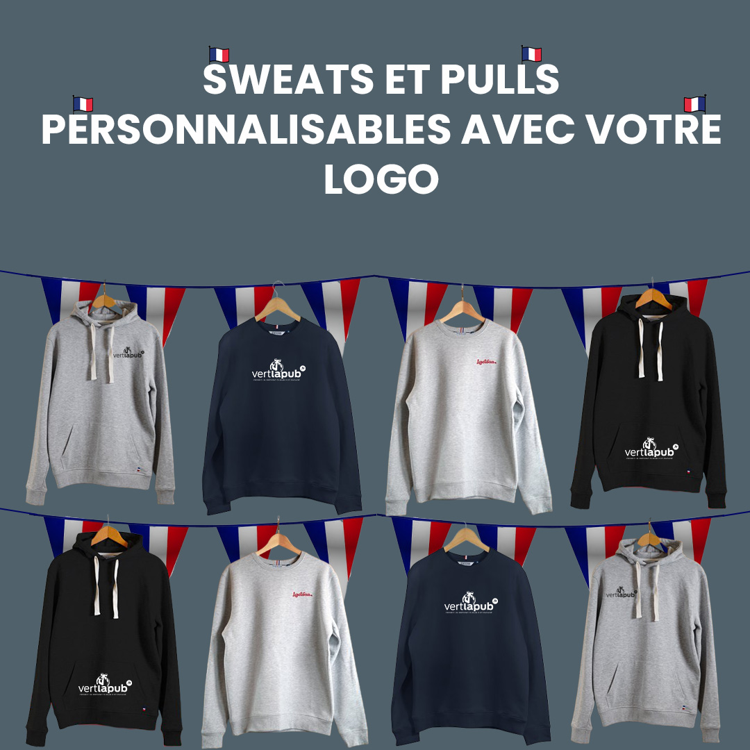 Nouveauté ! 🇫🇷
Découvrez nos sweats et pulls #madeinfrance personnalisables avec votre logo🇫🇷🫶🏻
Plus d'infos sur notre site : vertlapub.fr/categorie/text… 🌱