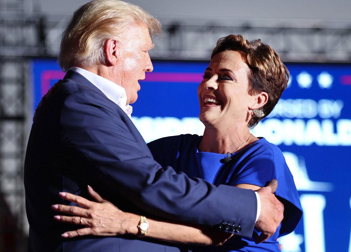 Losers losing together! It's so sweet!
Election denying Trumpy Big Liar nutjob Kari Lake losing in Arizona is the perfect appetizer for Trumpty Dumpty's "Big Loser Announcement" later today.
So. Much. Losing!
