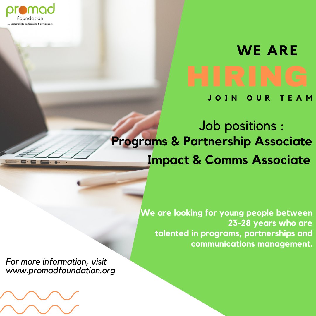 promadng's tweet photo. PROMAD is hiring for the roles of Programs &amp; Partnership Associate, and Impact &amp; Communications Associate respectively.

The job location is Gwarinpa, Abuja, Nigeria

For more details, please, visit:https://t.co/nDWQJlgM22 #PROMADFoundation #NGOJobs #AbujaJobs #Jobs https://t.co/WJwLFb1gFa