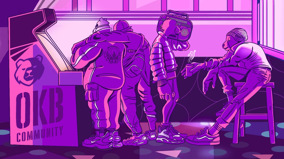 OKjingo's tweet photo. GM! Figured I'd go retro this time and have the bears take a break for a change! Quieter times at the Chuck E. Cheese. Oh this is a free wallpaper btw... wagbooooo out.
@okaybears @okbcommunity 
 #WAGBO #OkayBears https://t.co/NBBOL13nL5