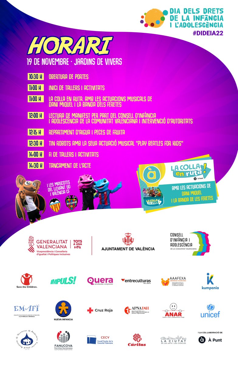 GVAIgualtat's tweet photo. 👦👧 El dissabte, 19 de novembre, t'esperem en la festa pels drets de les xiquetes, xiquets i adolescents als Jardins de Vivers de València!

Vine a celebrar-la amb nosaltres i aconsegueix el teu carnet de superpoders 💪

No t'ho perdes!

#LaNostraVeu #DIDEIA22 @AjuntamentVLC https://t.co/WFjN0l3hB9