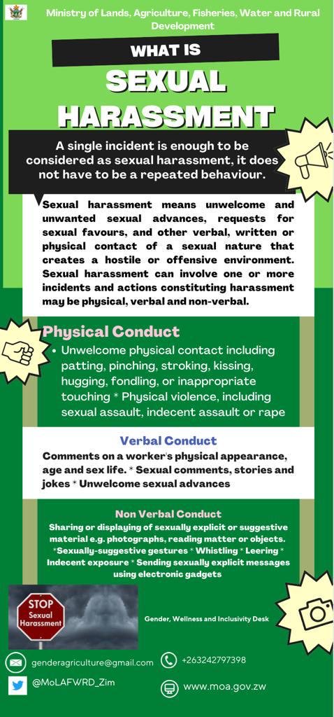 Have you read the Public Service Sexual Harassment Policy ⁦<a href="/psczimbabwe/">Public Service Commission - Zimbabwe</a>⁩ ⁦<a href="/MoLAFWRD_Zim/">MinofLands,Agric,Fisheries,Water&Rural Development</a>⁩