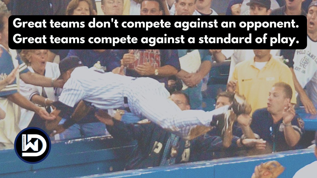 Great teams don't compete against an opponent. Great teams compete against a standard of play. It's not about being the better team. It's about being better today than you were yesterday. This mindset doesn't always produce a win, but it always produces winners.