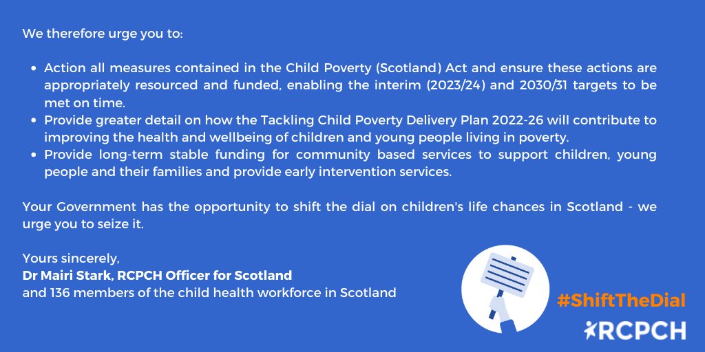 136 members of the child health workforce in Scotland have signed our letter to the @ScotGovFM asking the Government to #ShiftTheDial on child health.