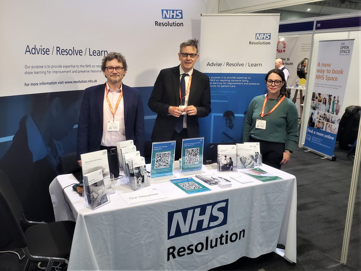 NHSResolution's tweet photo. Resilience and learning from past experiences go hand-in-hand.
Come and chat to a member of our Safety and Learning team today on stand 49 @NHSProviders annual conference to find out more about the variety of resources & services we have on offer.
#NHSP22 #LearningFromClaims https://t.co/vfbeCdtDBd