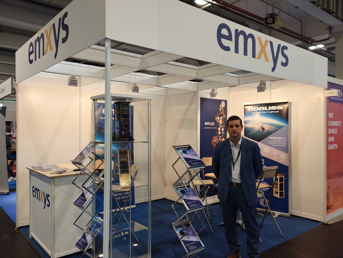 emxys's tweet photo. First day at #SpaceTechExpo , come and visit us at our stand A32 to know more about our products and projects #space #newspace #ODALISS #CubeSat https://t.co/lex5Uf4B9e