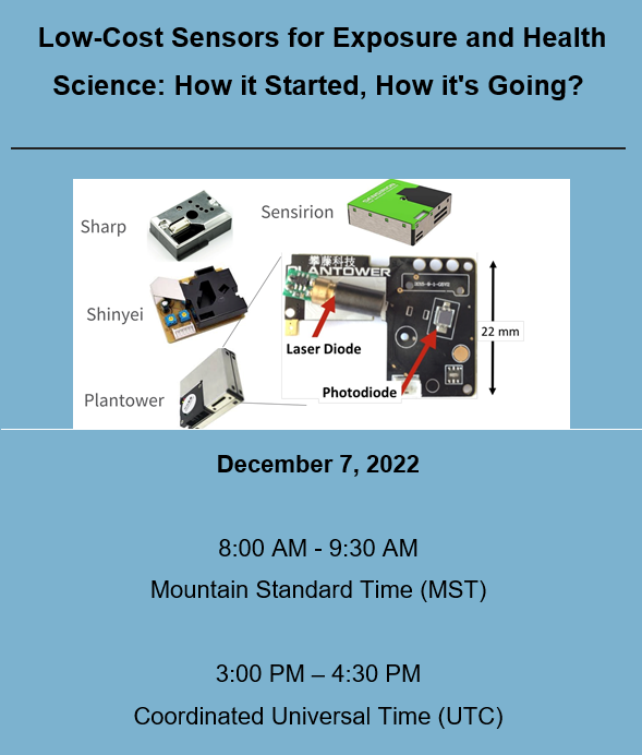 c__lorange's tweet photo. Join us Dec 7 to learn about the opportunities &amp; challenges of using low-cost sensors for exposure science. Speakers include John Volckens (@Smogdr) Michael Johnson (@mikejfourteen) Priyank deSouza (@PDez90) &amp; Naveen Puttaswamy. Registration is free: https://t.co/CYZQQlJ1cl https://t.co/GK1shsXcO1