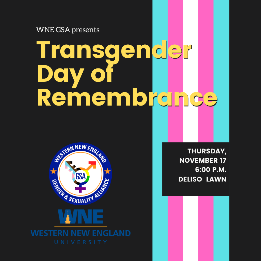 WNE_Involvement's tweet photo. Join GSA for a candlelight vigil to remember the lives of transgender individuals lost over the past year. Light refreshments will be served afterward. https://t.co/6wU2G7weIn