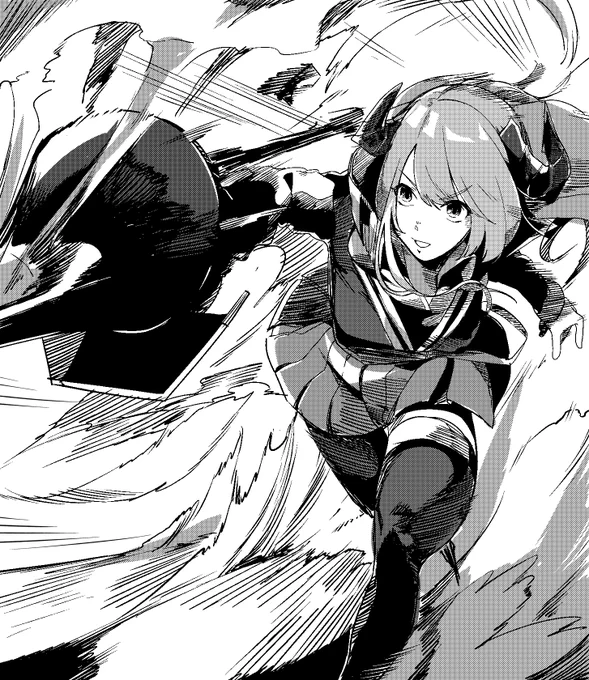 #今年もあと1ヶ月になりましたが画力がどうなったか見てみましょう 白黒じゃけど手描きカケアミとかの斜線影の精度増したかなぁと 