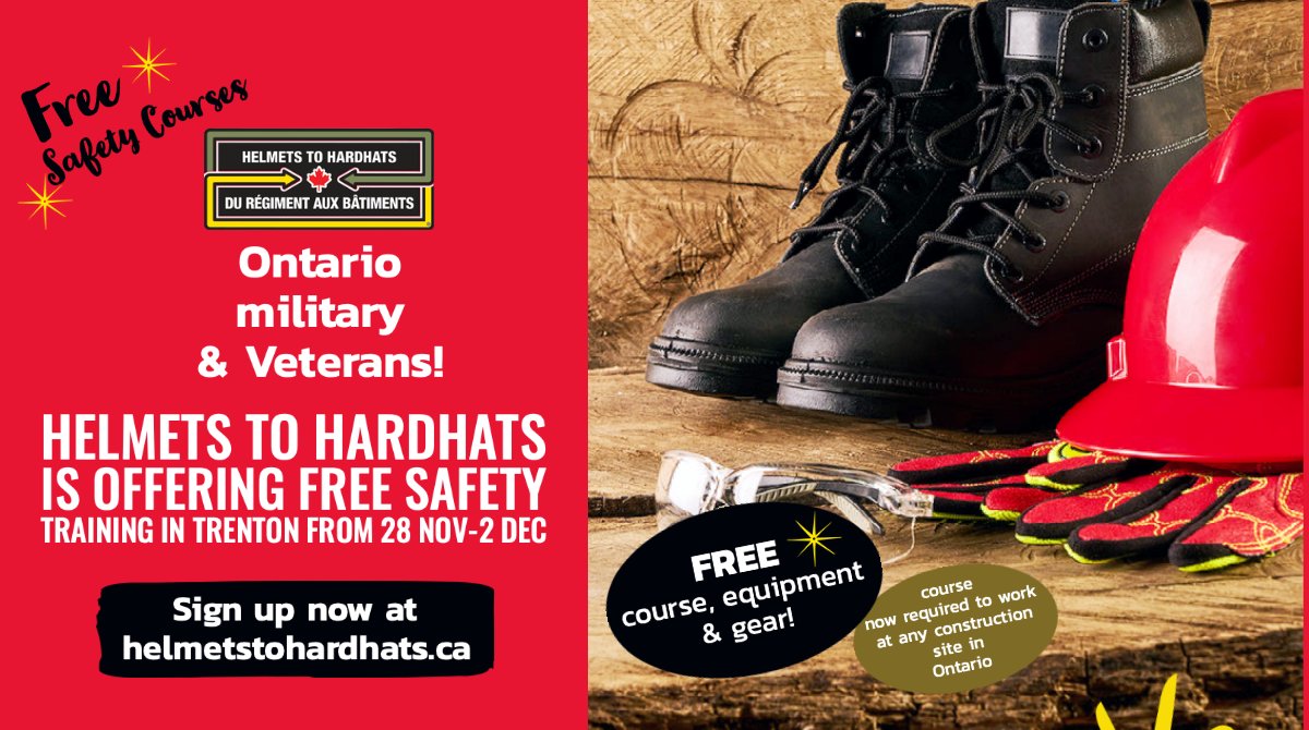 H2HCanada's tweet photo. Don’t miss out on the upcoming course in Kingston #Ontario 28 Nov-2 Dec. Some travel costs will be reimbursed, free boots & equipment on completion! More: https://t.co/T3xFu7AiMs #ONTatwork @ONTautravail #ONjobs #Veterans https://t.co/ukP4p4rRhi