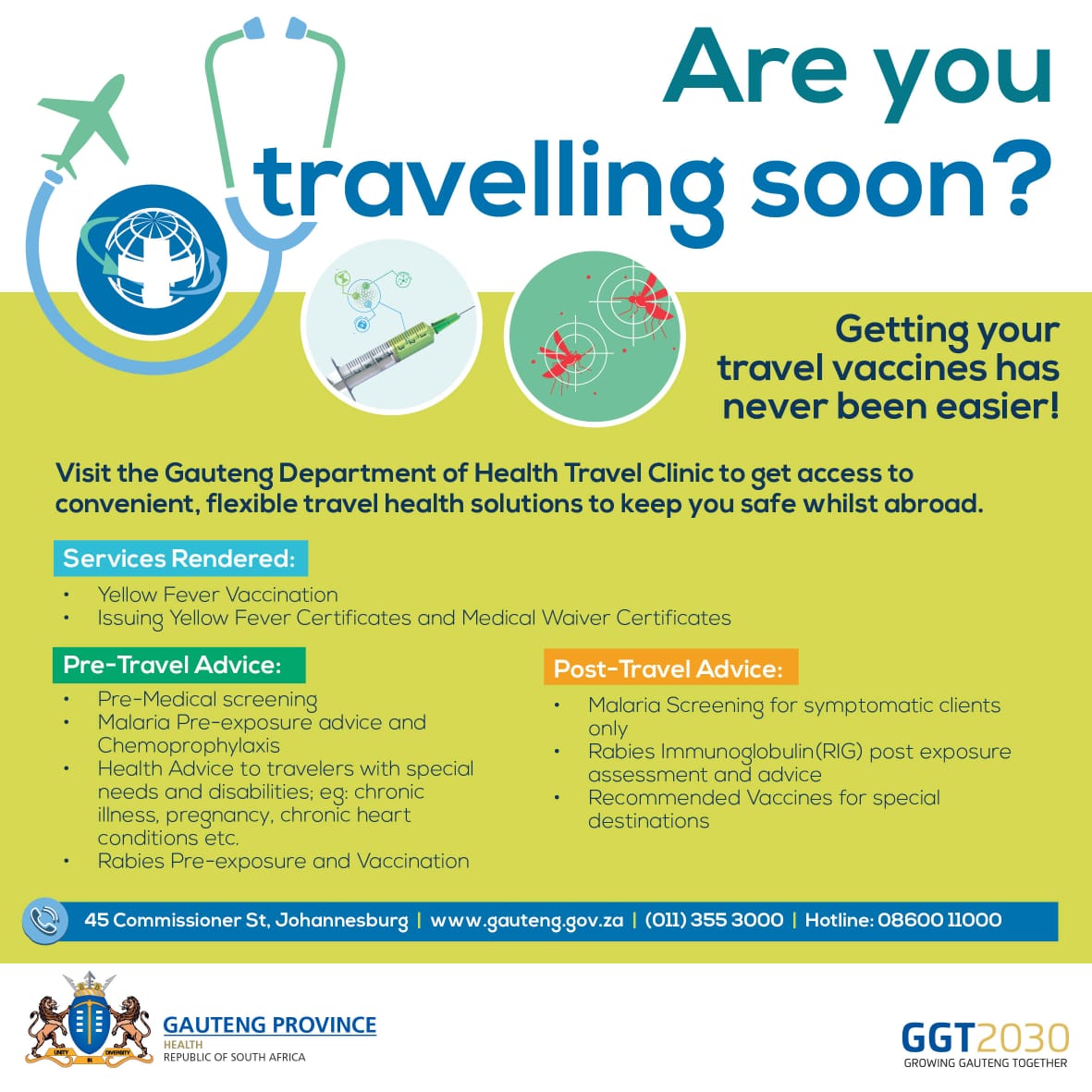 Healthjhb's tweet photo. Visit our Travel Clinic to get access to convenient, flexible travel health solutions to keep safe whilst abroad 
#CheckaImpilo 
#TravelVaccines https://t.co/zuWNhzPvRD