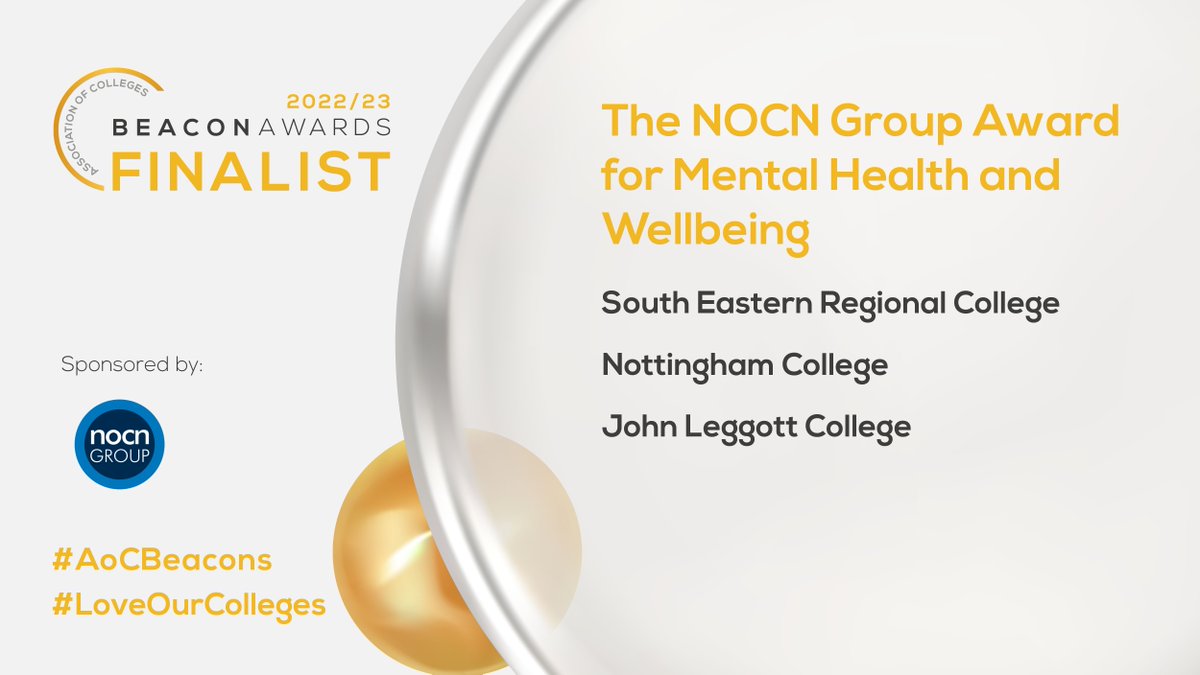 AoC_info's tweet photo. Congratulations to @S_ERC, @NottmCollege, @JohnLeggottColl for being finalists in the @NOCNGroup Group Award for Mental Health and Wellbeing. 

#AoCBeacons #LoveOurColleges #AoCConf2022 https://t.co/sbDkGCzSjb
