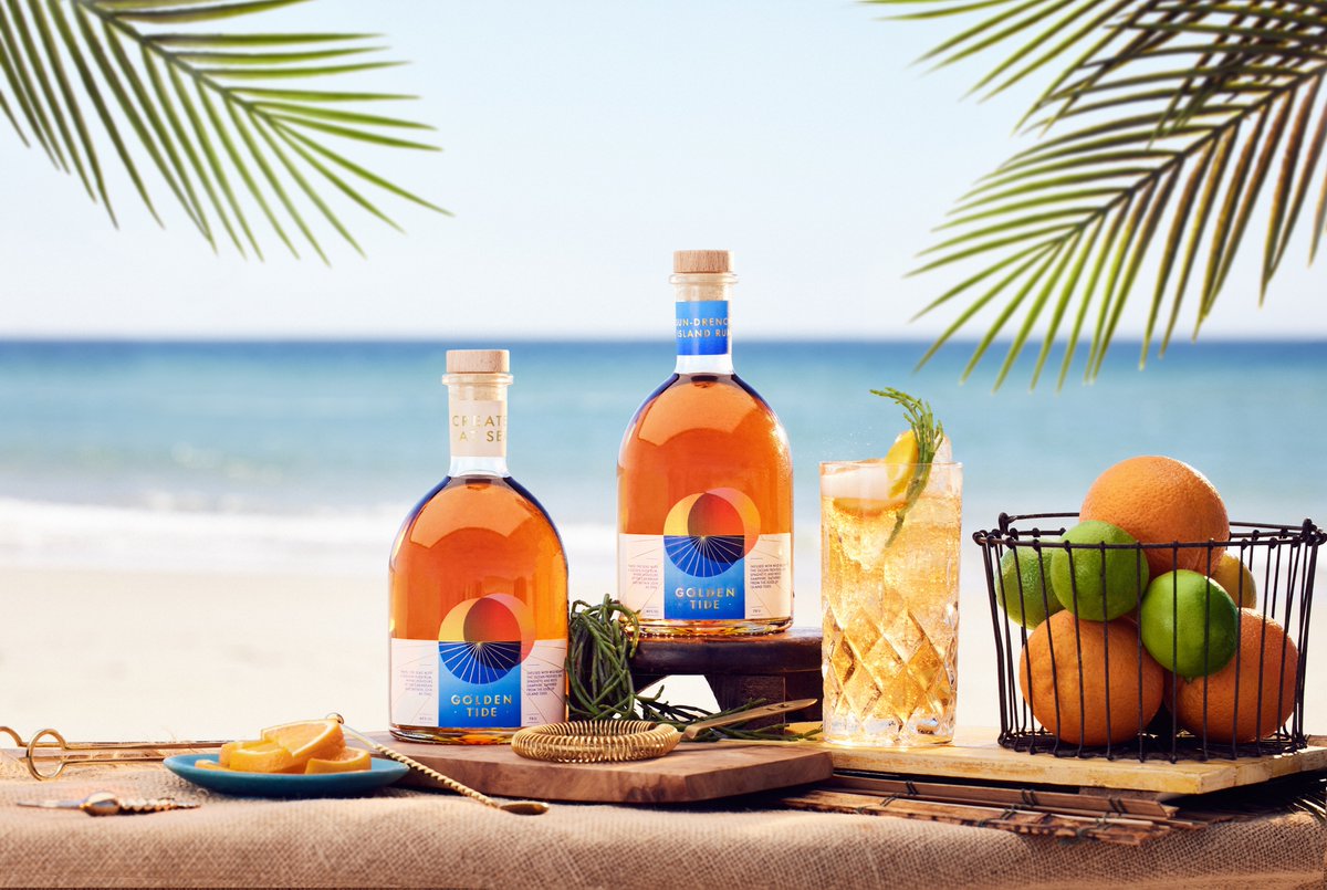 shipmonk's tweet photo. This is Golden Tide, the first rum to distilled at sea. The blend by Jersey-based The Tidal Rum will be made in a 50-litre still on board @pandocruises ship Arvia as it sails the Caribbean, and will combine the flavours of the region with marine botanicals from the British Isles. https://t.co/P1gbPdHPuy