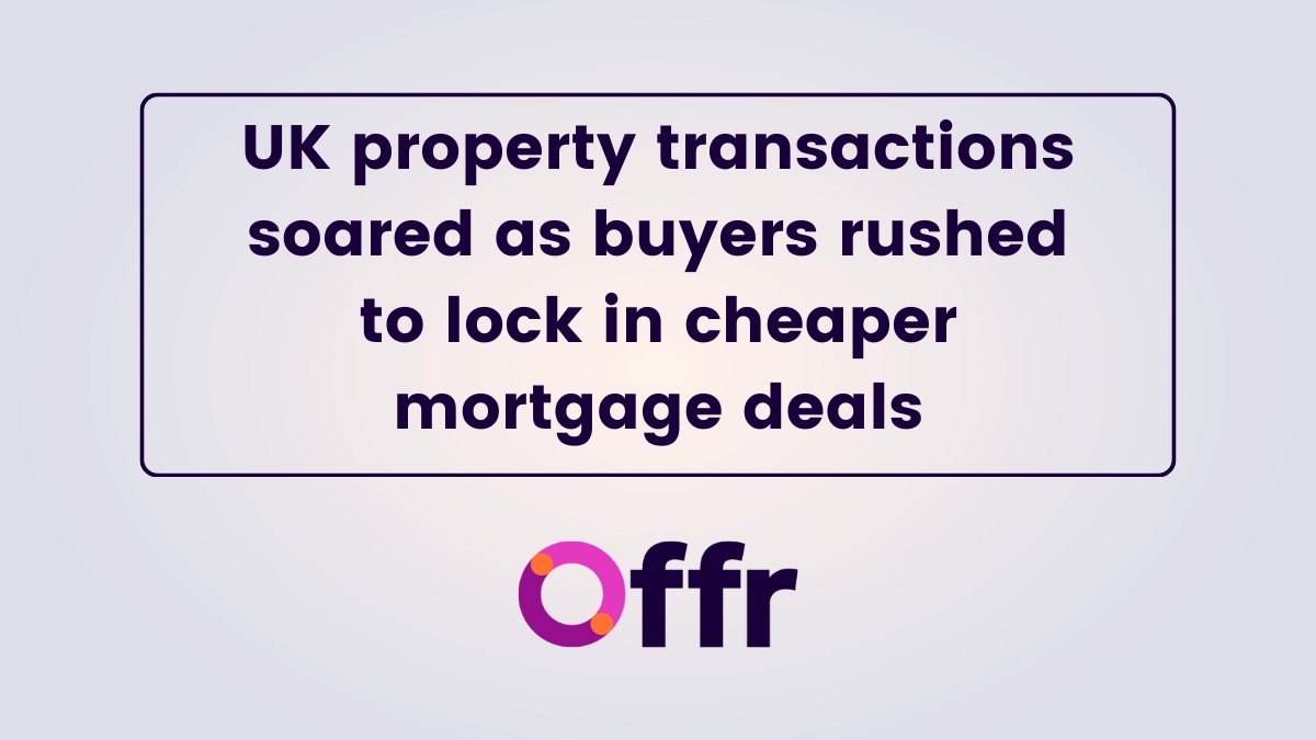 KerfuffleClub's tweet image. Supplier news! 

#Offr: UK property transactions soared as buyers rushed to lock in cheaper mortgage deals

Read all about it here: bit.ly/3toH4io

#kerfuffleit