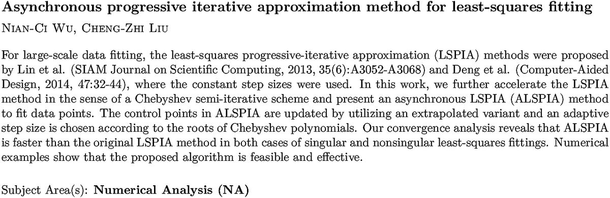arxiv.org/abs/2211.06556…
N Wu, C Liu
Asynchronous progressive iterative approximation method for
  least-squares fitting